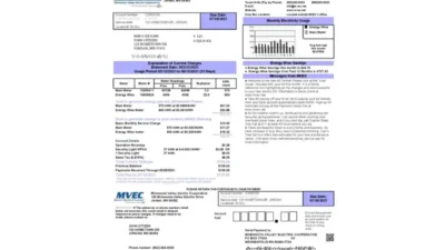 USA Minnesota Valley Electric Cooperative (MVEC) Utility Bill Word And PDF Template