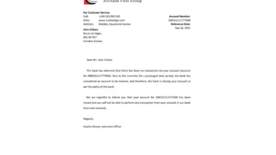 Equatorial Guinea CCEI Bank Reference Letter Template