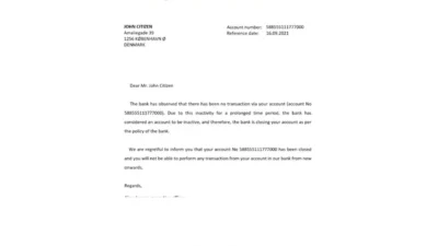 Denmark Arbejdernes Landsbank Bank Reference Letter Template