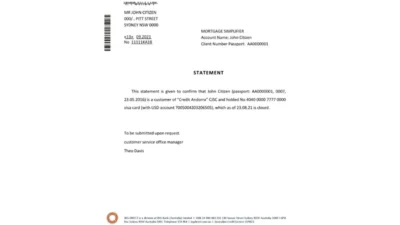 Australia ING Direct Bank Account Reference Letter Template