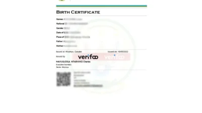 Republic of Rwanda Birth Certificate Template In Word And PDF Format