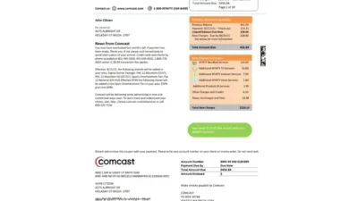 USA Utah Comcast Utility Bill Word And PDF Template Version 1