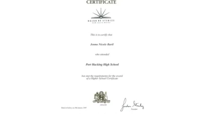 Fake Certificate from Higher School Template