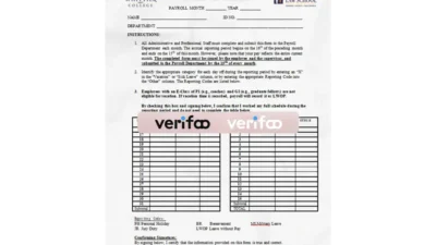 Whittier College Fake Payroll Template