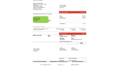 Sweden Mjölby Kraftnät AB Electricity Invoice Word And PDF Template