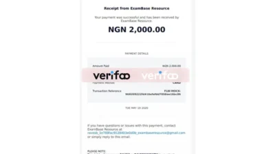 Nigeria ExamBase Resource Receipt template in Word and PDF format