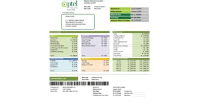 Pakistan PTCL Utility Bill Template In Word And PDF Format