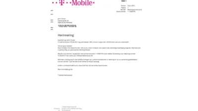 Netherlands T-Mobile utility bill template in Word and PDF format