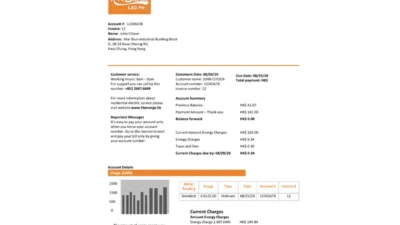 Hong Kong Energy Ltd Utility Bill Word And PDF Template