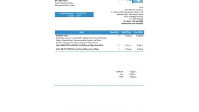 Nepal Butwal Power Company Limited Electricity Utility Bill Word And PDF Template