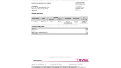 Malaysia time Utility Bill Internet Word And PDF Template