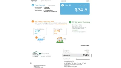 USA Vermont Green Mountain Power utility bill