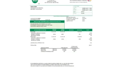 USA Ohio Farmers Electric Cooperative utility bill template
