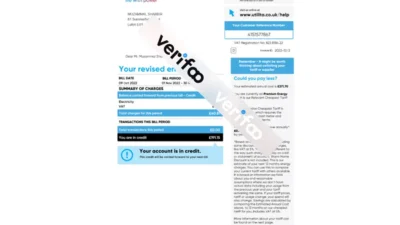 Utilita Energy Limited UK United Kingdom PDF Template