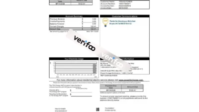 TXU Energy Utility Bill word And PDF template