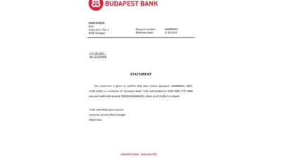 Hungary Budapest Bank Reference Letter Template Version 2