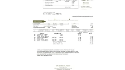 USA Oregon City Of West Linn Utility Bill Template In Word And PDF Format