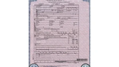 Texas Death Certificate In Word And PDF format