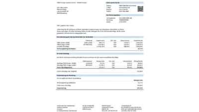 Germany ENSO Rechnung für Strom Und erdgas Utility Bill Word And PDF Template