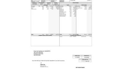 United States River City Roofing LLC Paystub Template In word And PDF Format