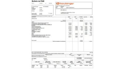 Italy BOULANGER Pay Stub Template in word and pdf format