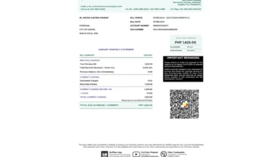 Philippines ISP Statement of Account Template in Word And PDF format