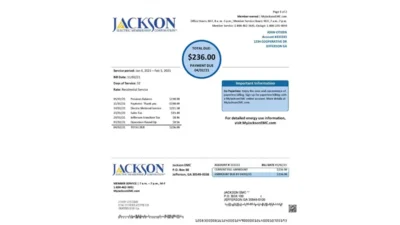 USA Georgia JACKSON EMC Utility Bill Template In Word And PDF Format (2 pages)