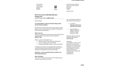 United Kingdom HM Government Warm Home Energy utility bill template