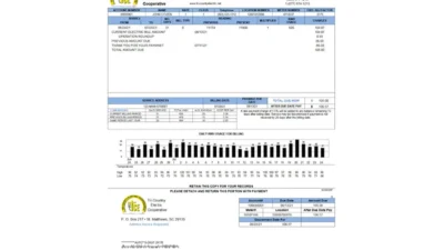 USA Tri County Electric Cooperative utility bill template in Word and PDF format