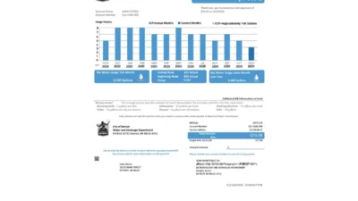 USA Ohio City of Detroit water utility bill template in Word and PDF format