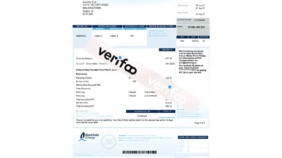 Ireland Bord Gáis Energy Utility Bill Template