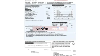 USA Pennsylvania Peoples Gas utility bill template in Word and PDF format