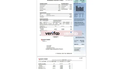Washington Pacific Power utility bill template