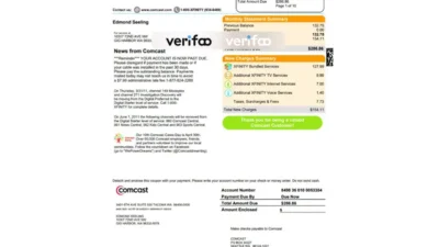 comcast Utility bill template