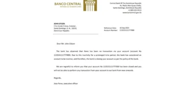 Dominica Central Bank Of The Dominican Republic Bank Reference Letter Template Version 2