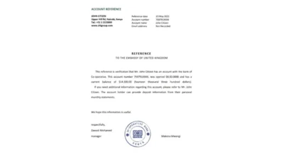 Kenya Co-operative Bank Reference Letter Template