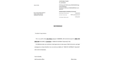 Malaysia Public Bank Reference Letter Template