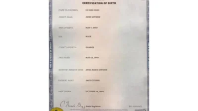 Florida Birth Certificate PSD Template