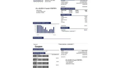 Usa Mansfield Texas Utility Bill Template In Word And PDF Format