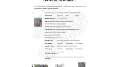 Ecuador birth certificate word and pdf template