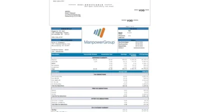 USA Experis Paystub Word And PDF Template