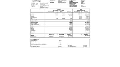 USA Sazerac Paystub Word And PDF Template