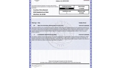 USA Georgia Educator Certificate Template in word and pdf format