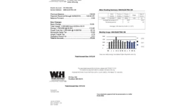 USA Minnesota Wright-Hennepin utility Bill Word And PDF Template