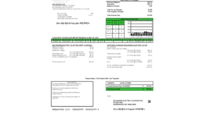 USA Delaware Electric Co-op Utility Bill Template In Word And PDF Format
