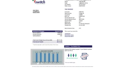 Singapore Iswitch energy utility bill template