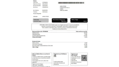 Portugal MEO utility bill Word document format template