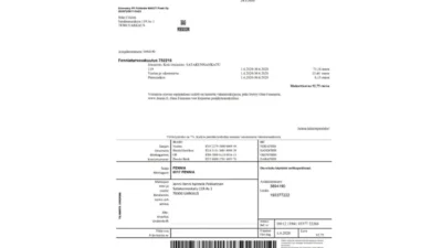 Finland Fennia Insurance Company Bill Word And PDF Template