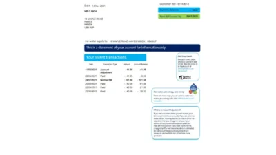 Affinity Water utility bill Word and PDF template