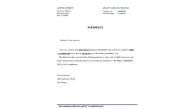 Germany Fire Bank Account Reference Letter Template